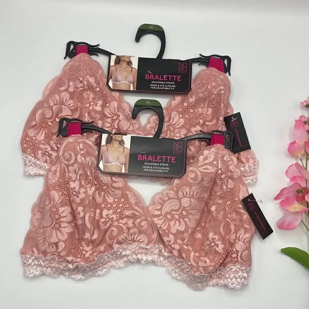 Women's Juniors' Color Pop Triangle Lace Bralette Bra 2 Pack, Size XL